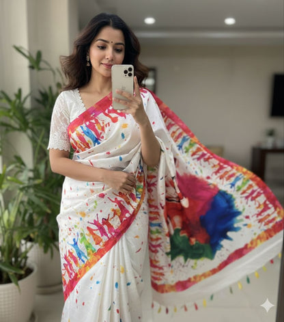 Handloom Tussar Silk Kalamkari Saree