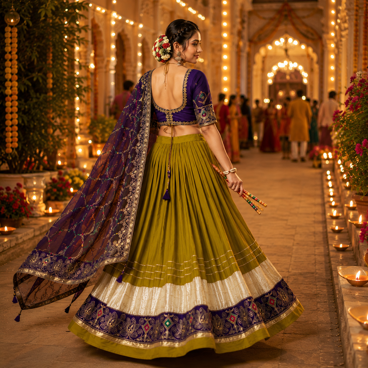 Navratri Special Pure Cotton Lehenga Choli Set | 6 Meter Flair | Heavy Embroidery Work | Fox Georgette Dupatta