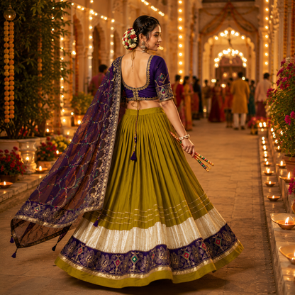 Navratri Special Pure Cotton Lehenga Choli Set | 6 Meter Flair | Heavy Embroidery Work | Fox Georgette Dupatta