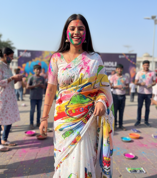 Handloom Tussar Silk Kalamkari Saree