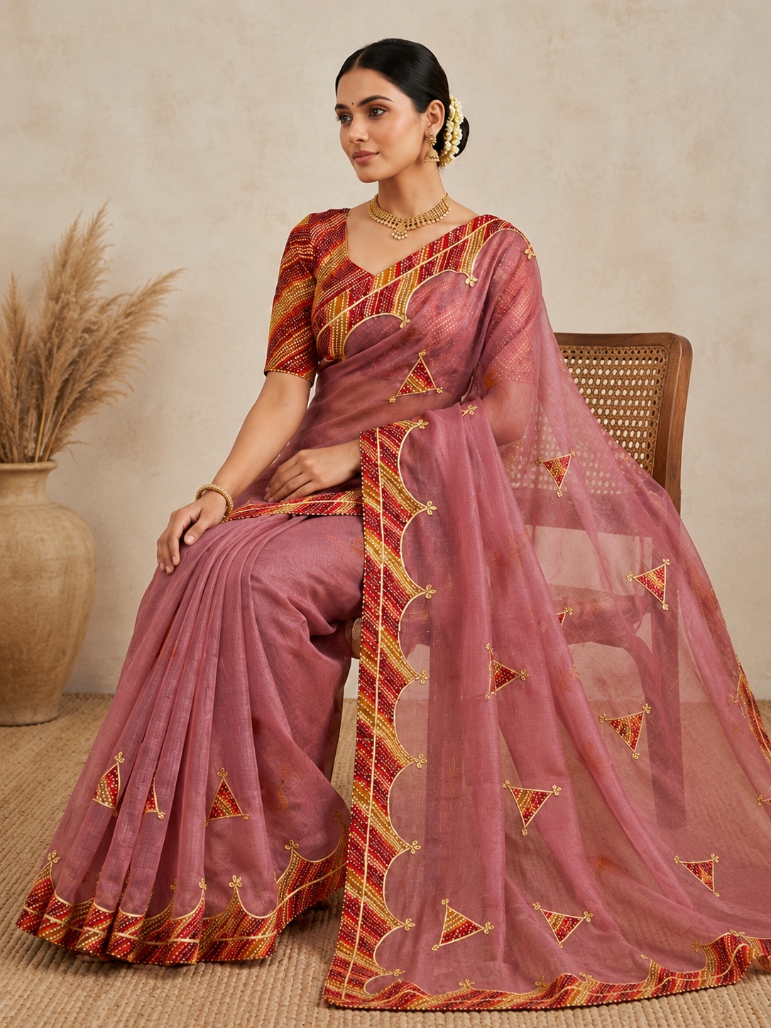 Cotton Kota Doriya Saree with Kacchi Gotapatti Work & Butta | Designer Saree