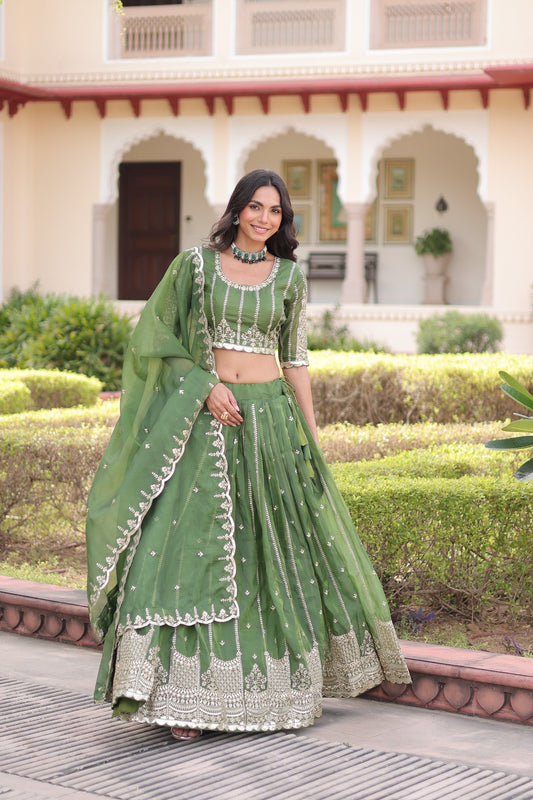 Gold Crush Embroidered Lehenga Choli Set