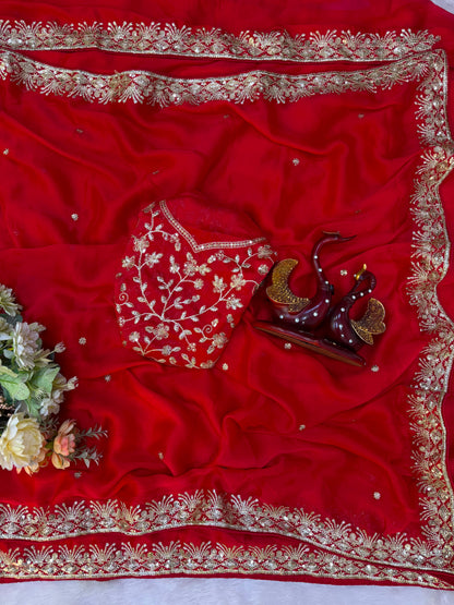 Premium Rangoli Silk Sequence Embroidery Saree