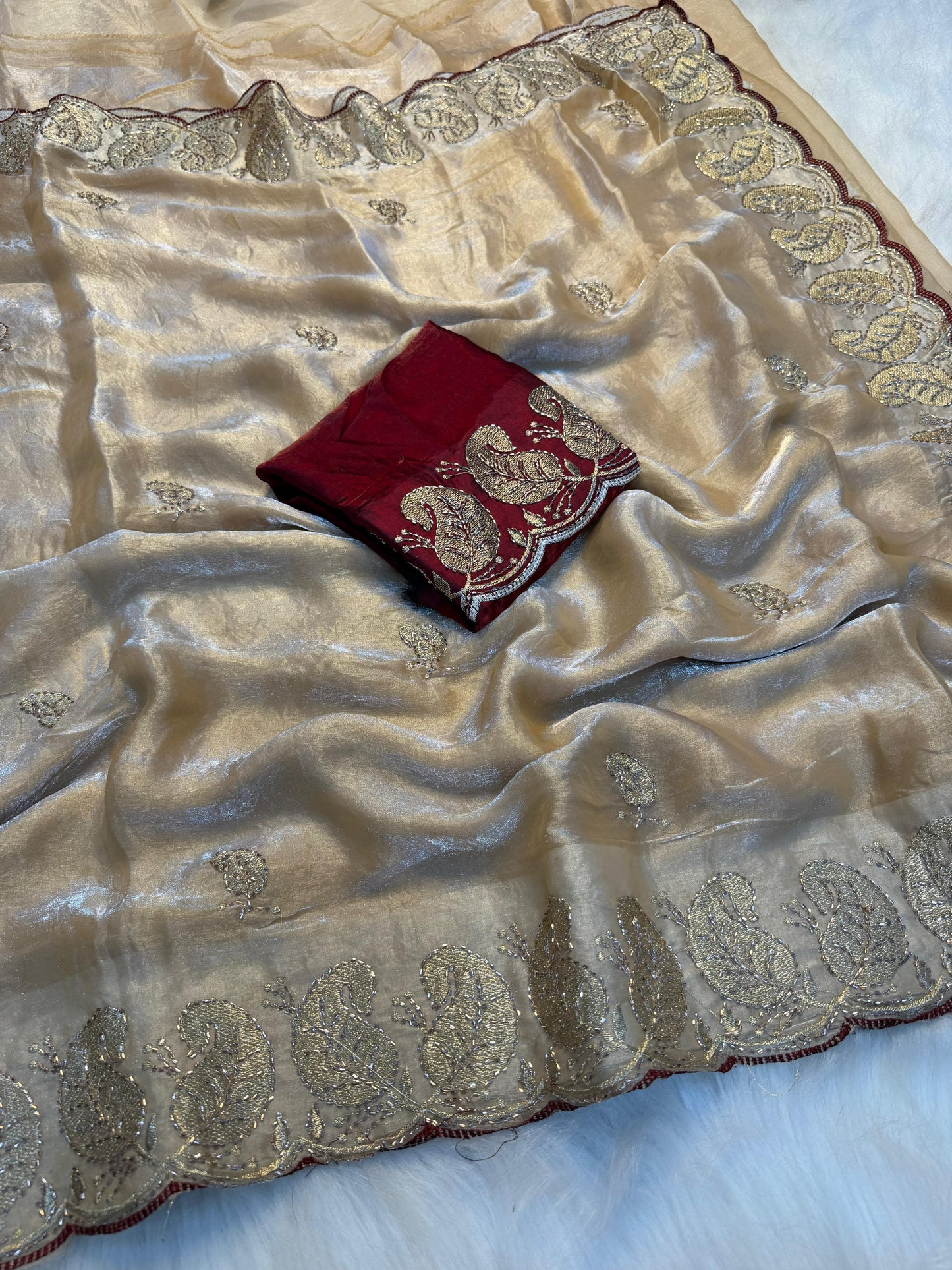 Soft Space Silk Saree With Zari & Sequins Work | Premium Designer Party Wear Saree