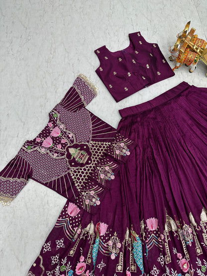 Festival Special Lehenga Choli with Designer Koti & Heavy Embroidery Work