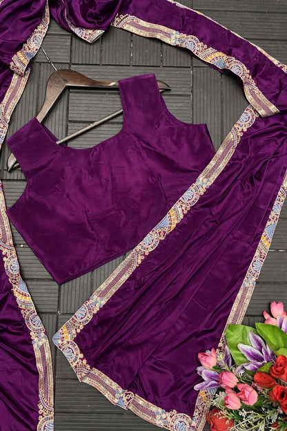 Ready to Wear Crepe Saree with Embroidery Sequence Jacket (Full Stitched)