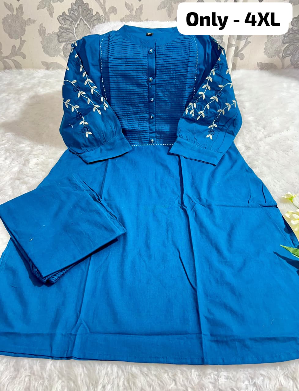 Best Seller Cotton Embroidered Kurti with Pant | Plus Size Friendly Daily Wear