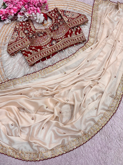 Premium Rangoli Silk Saree with Embroidery Work & Designer Blouse
