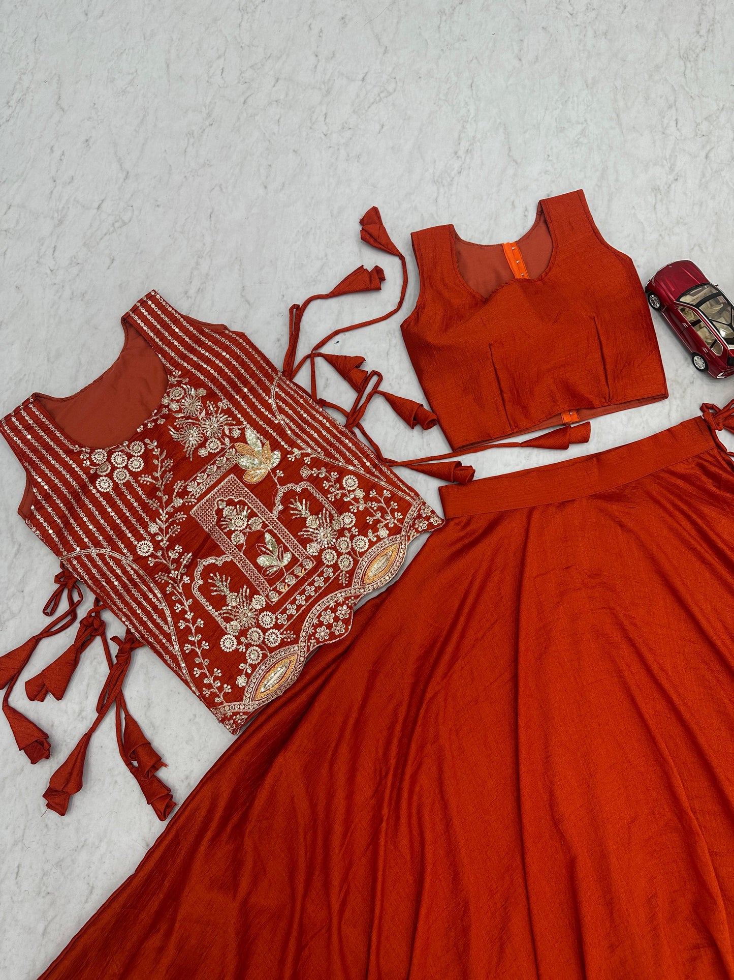 Festival Special Vichitra Silk Embroidered Lehenga Choli Set