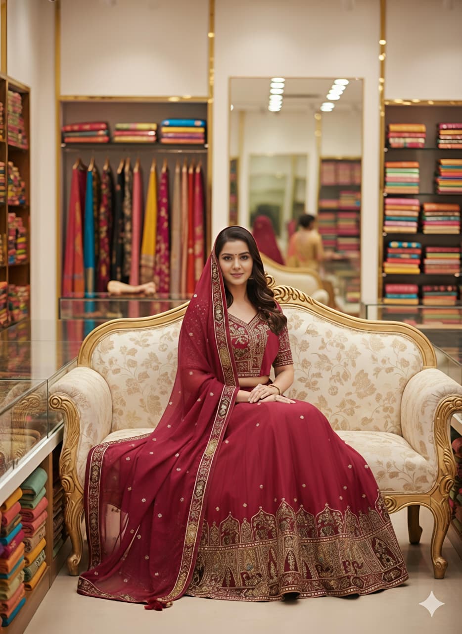 Heavy Embroidery Star Georgette Lehenga Choli Set