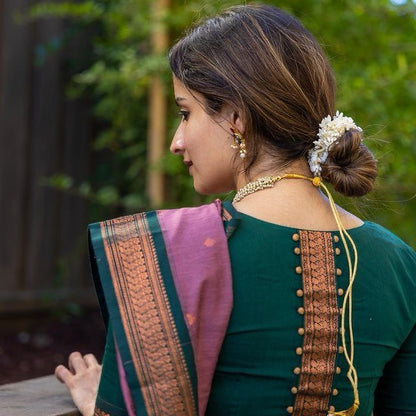Purple Green Saree