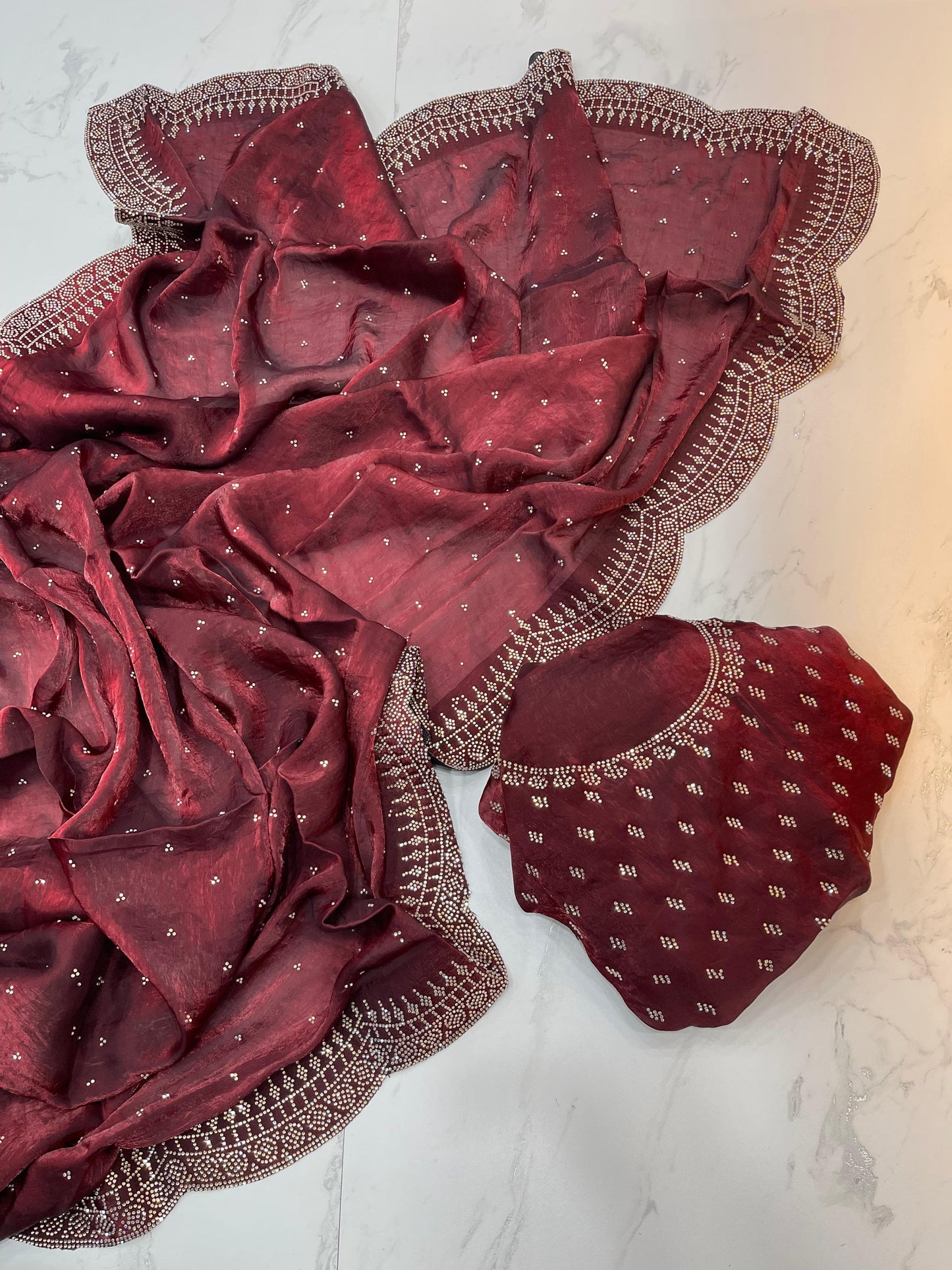 Radha Satin Silk Saree – Maroon