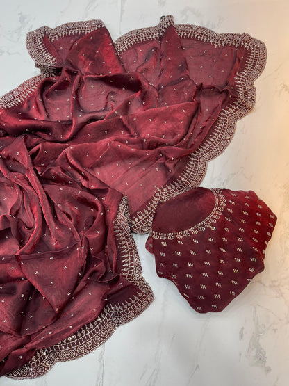 Radha Satin Silk Saree – Maroon