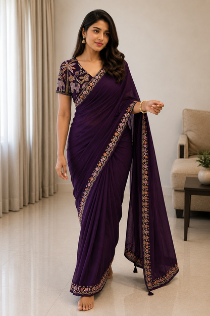 Best Selling Star Georgette Embroidery Saree Collection