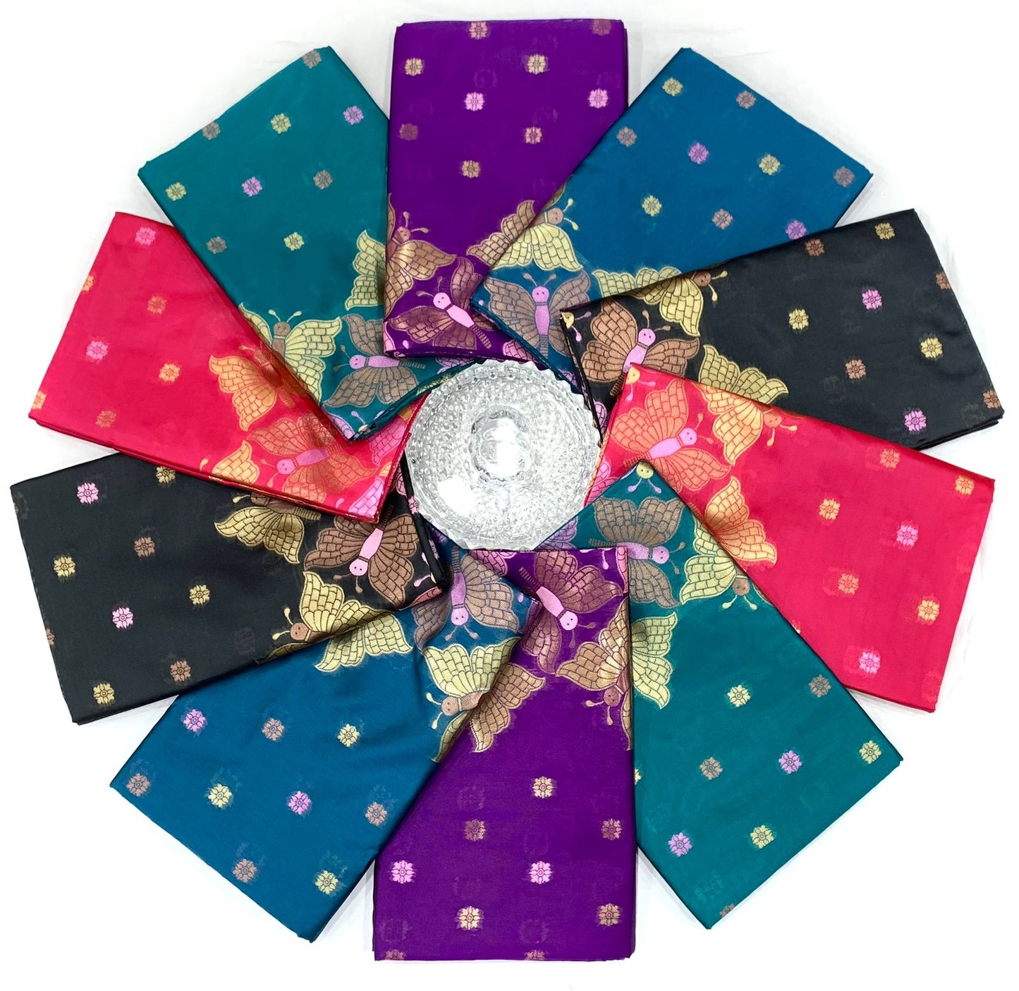 Rani Pink Butterfly Printed Silk Look Saree