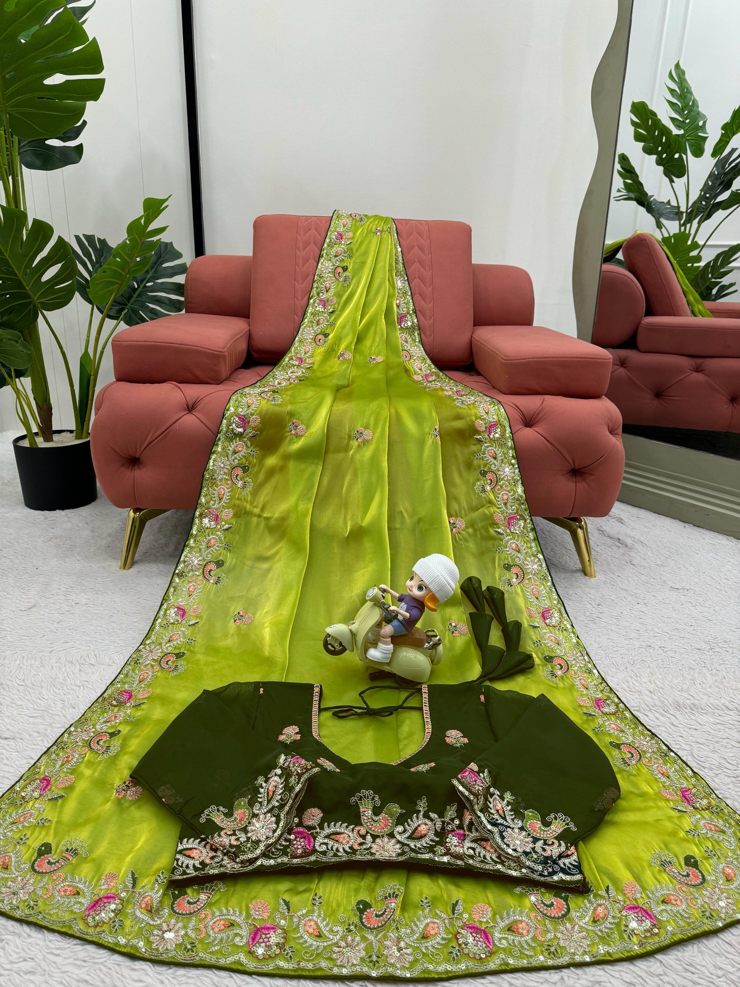Designer Jimmy Choo Silk Saree with Thread & Sequence Work Blouse