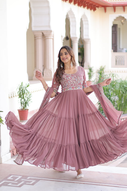 Premium Faux Blooming Designer Gown with Dupatta