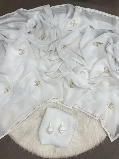 Soft Georgette Handwork Cut Dana Dinner Saree