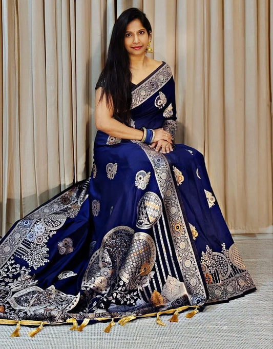 Komal Vol-1 Pure Banarasi Khadi Georgette Silk Zari Weaving Saree