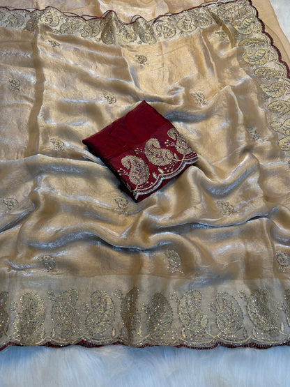 Soft Space Silk Saree With Zari & Sequins Work | Premium Designer Party Wear Saree