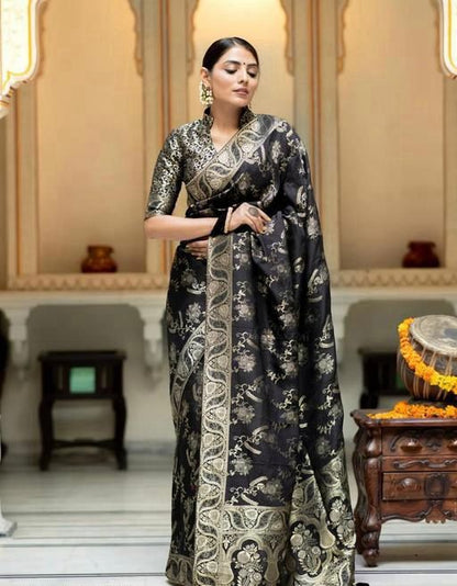Black Gold Woven Saree