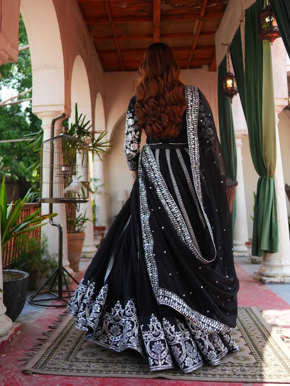 Elegant Black Velvet Lehenga Choli with Silver Thread & Sequence Work | Party Wear & Festive Collection