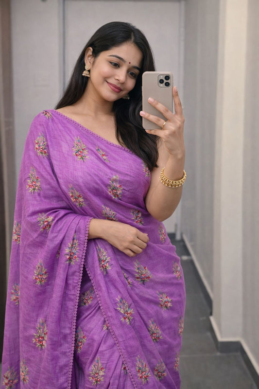 Soft Kota Doriya Embroidery Saree