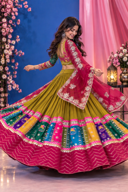 Navratri Special Pure Cotton Lehenga Choli with Heavy Embroidery & Sequins | 6 Meter Flair