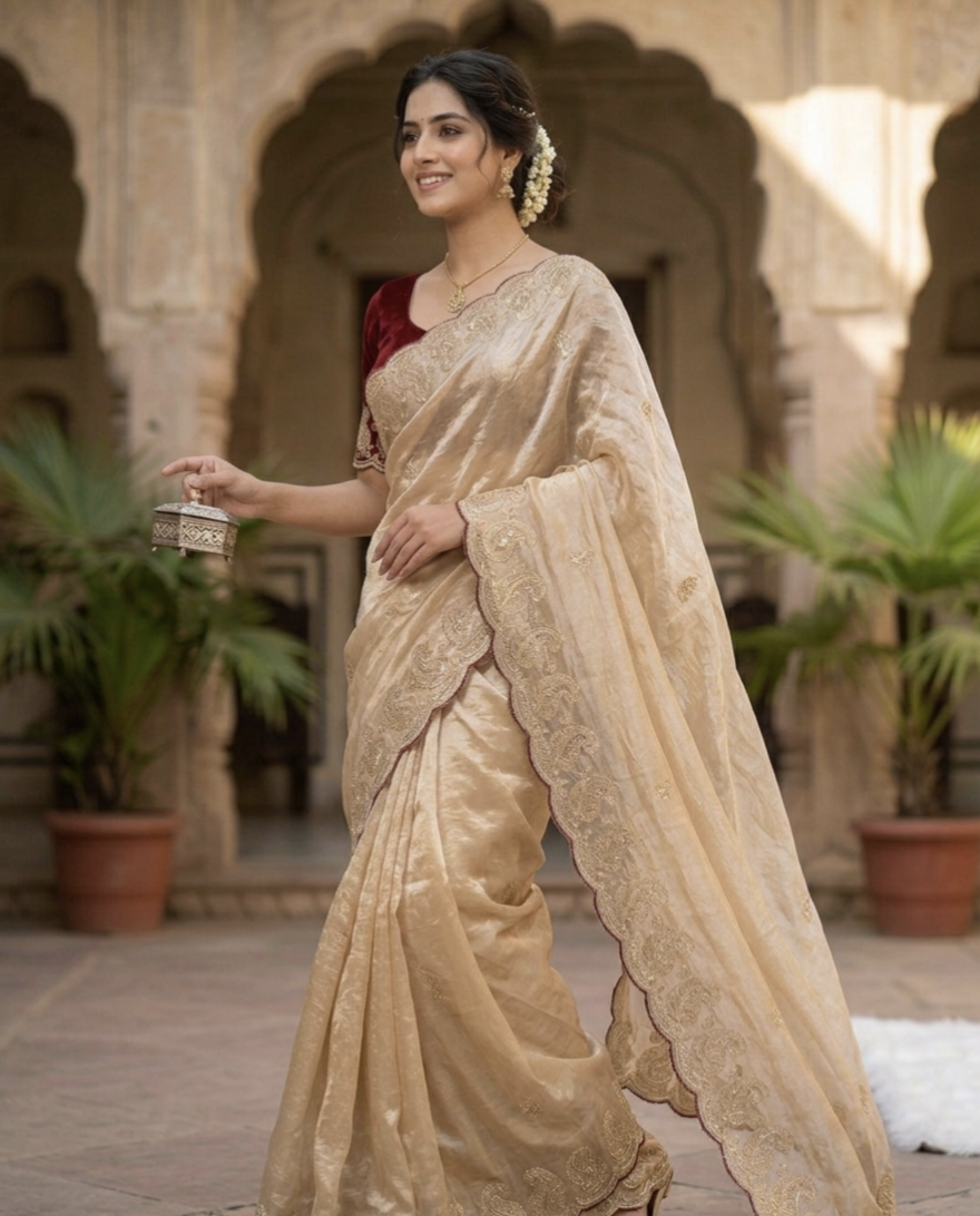 Soft Space Silk Saree With Zari & Sequins Work | Premium Designer Party Wear Saree