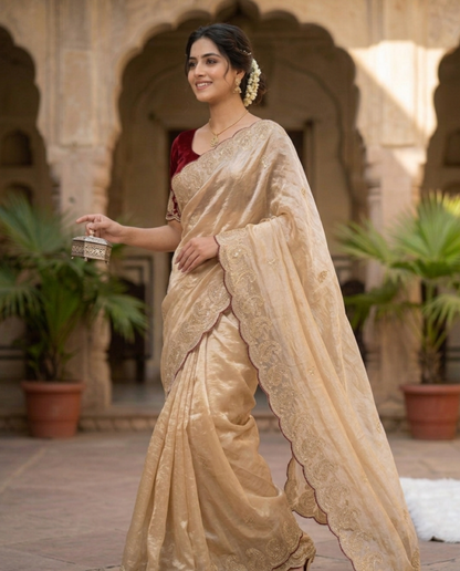 Soft Space Silk Saree With Zari & Sequins Work | Premium Designer Party Wear Saree