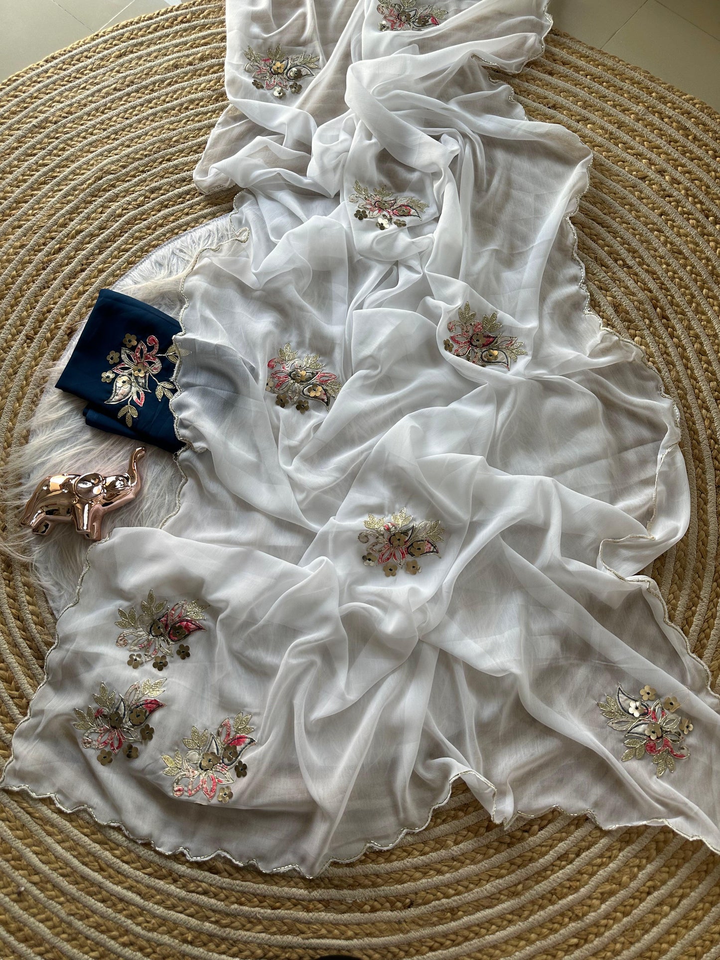 Designer Star Georgette Saree with Patch Work & Aarco Border