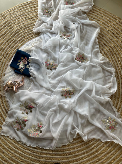 Designer Star Georgette Saree with Patch Work & Aarco Border