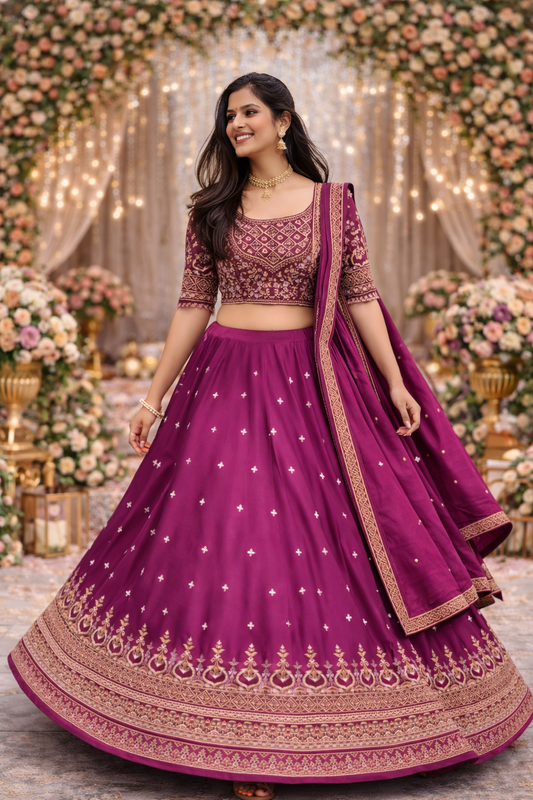 New Festival Chinon Lehenga Choli with Heavy Embroidery & Sequence Work | Wedding & Party Wear Designer Lehenga