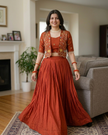 Premium Embroidered Koti Style Lehenga Set