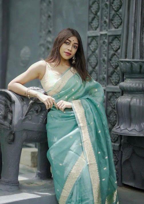 Mint Green Zari Saree