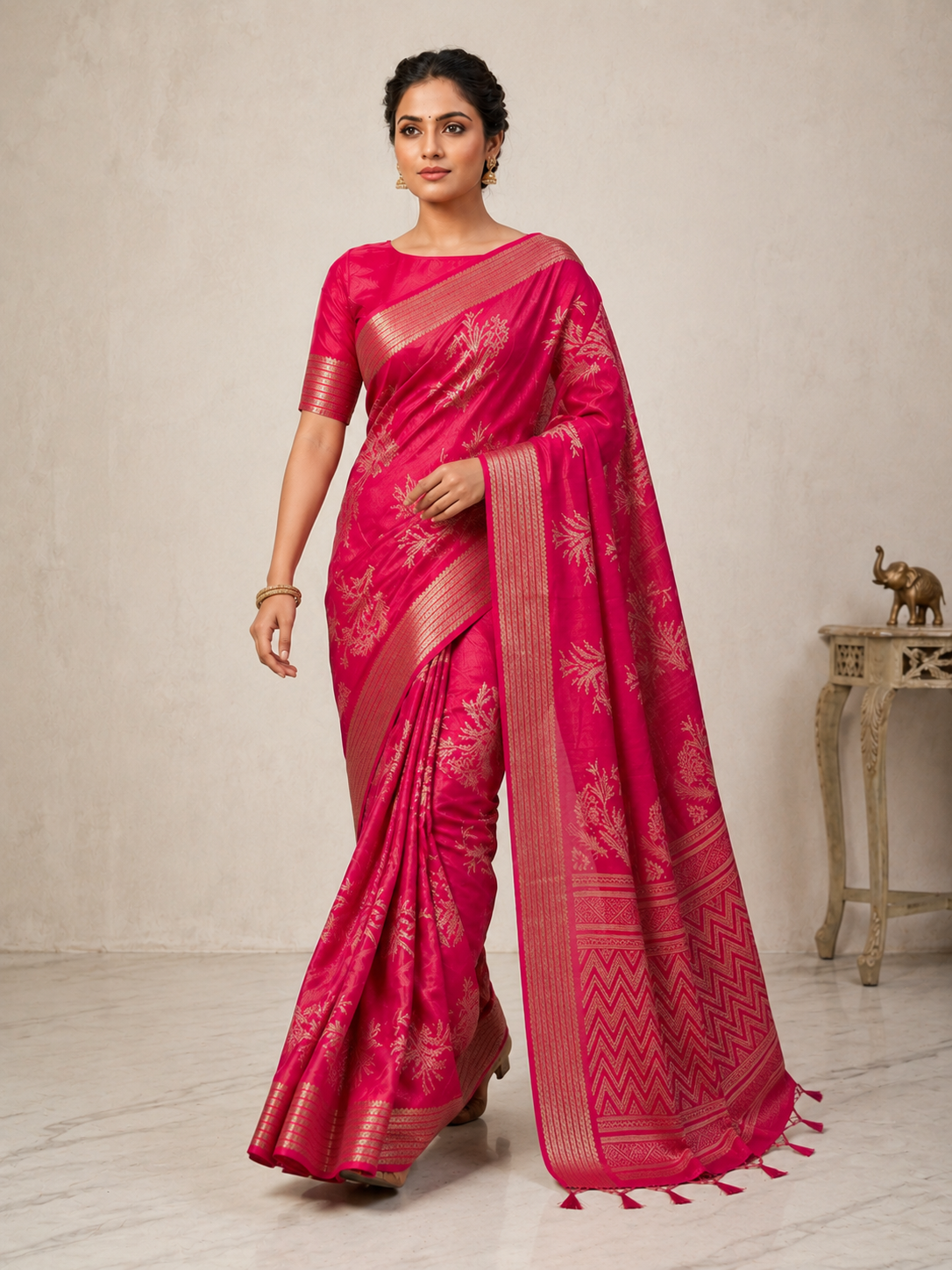 Graceful Floral Woven Saree