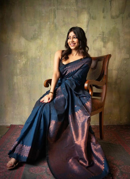 Navy Blue Zari Saree