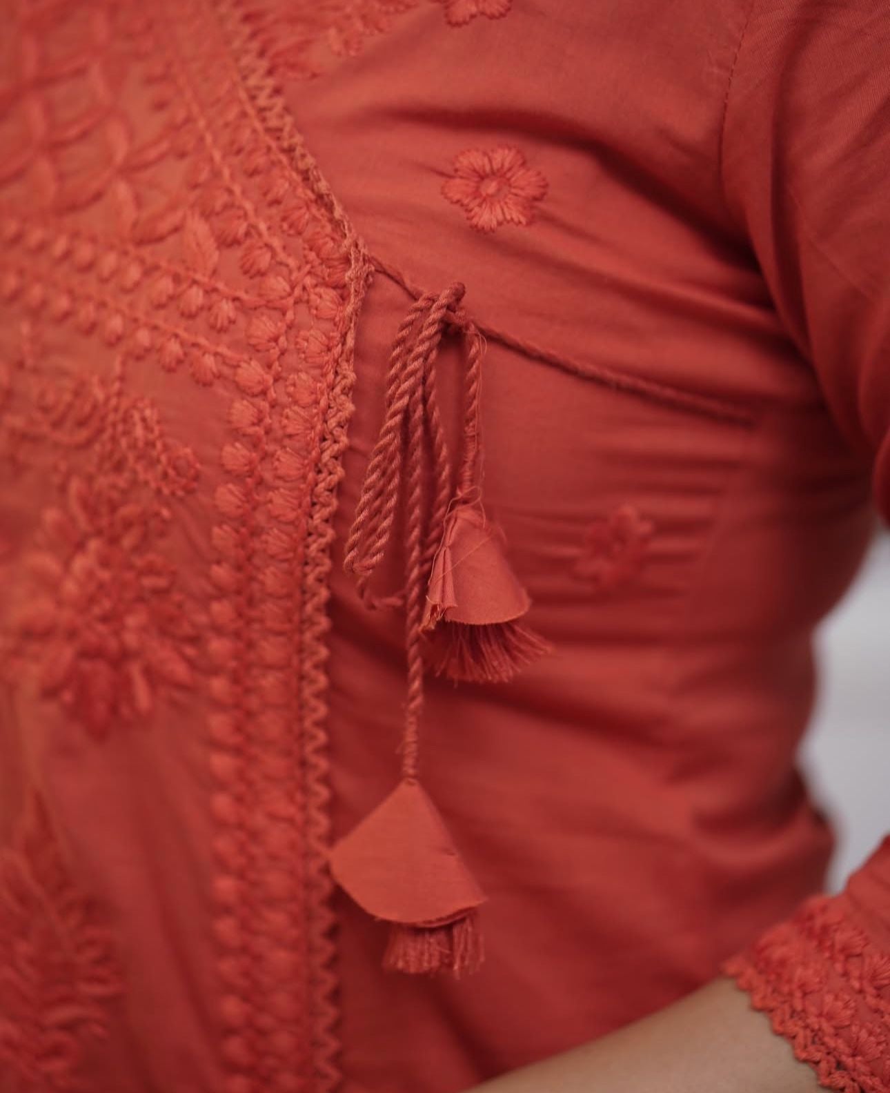 Cotton Chikankari Angrakha Pant Set