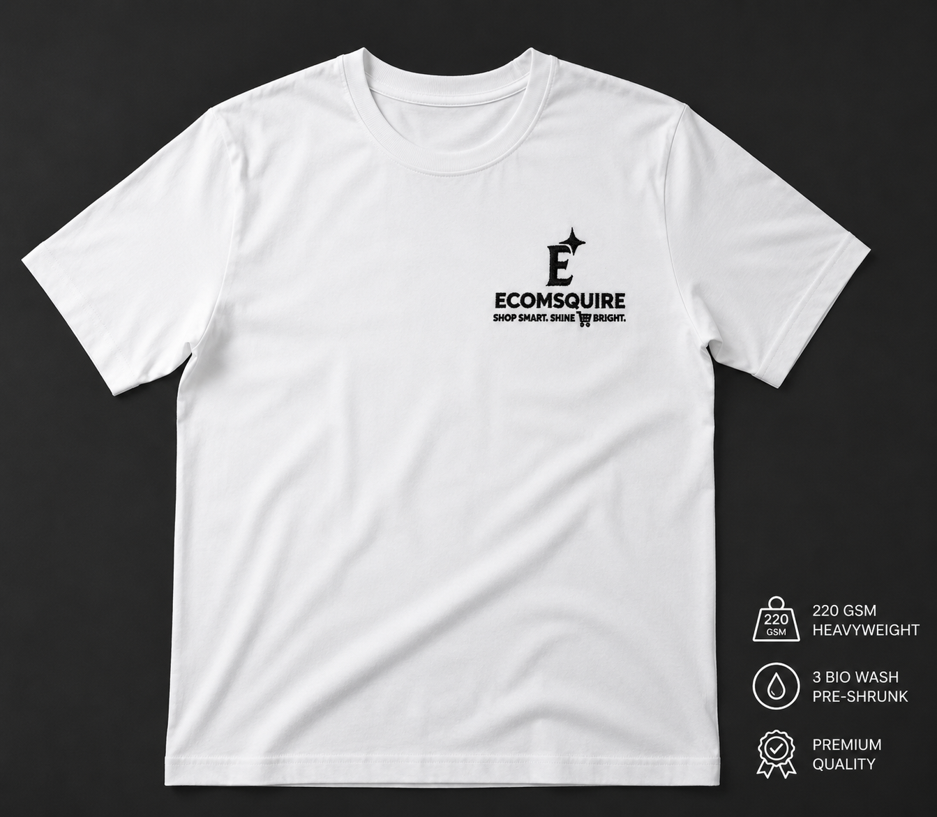 Ecomsquire Premium Cotton T-Shirt Combo Pack for Men (Black & White) | Round Neck Half Sleeve