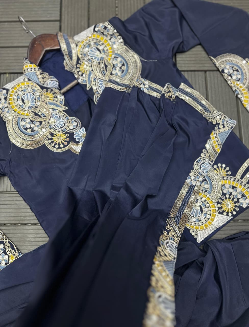 Ready to Wear Crepe Saree with Embroidery Sequence Jacket (Full Stitched)