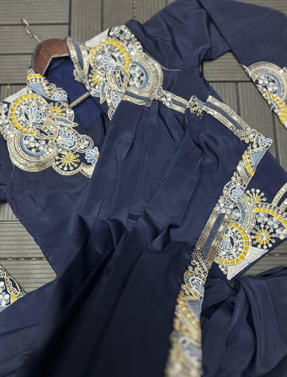 Ready to Wear Crepe Saree with Embroidery Sequence Jacket (Full Stitched)