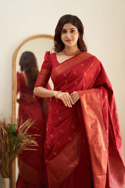 Maroon Cotton Silk Saree