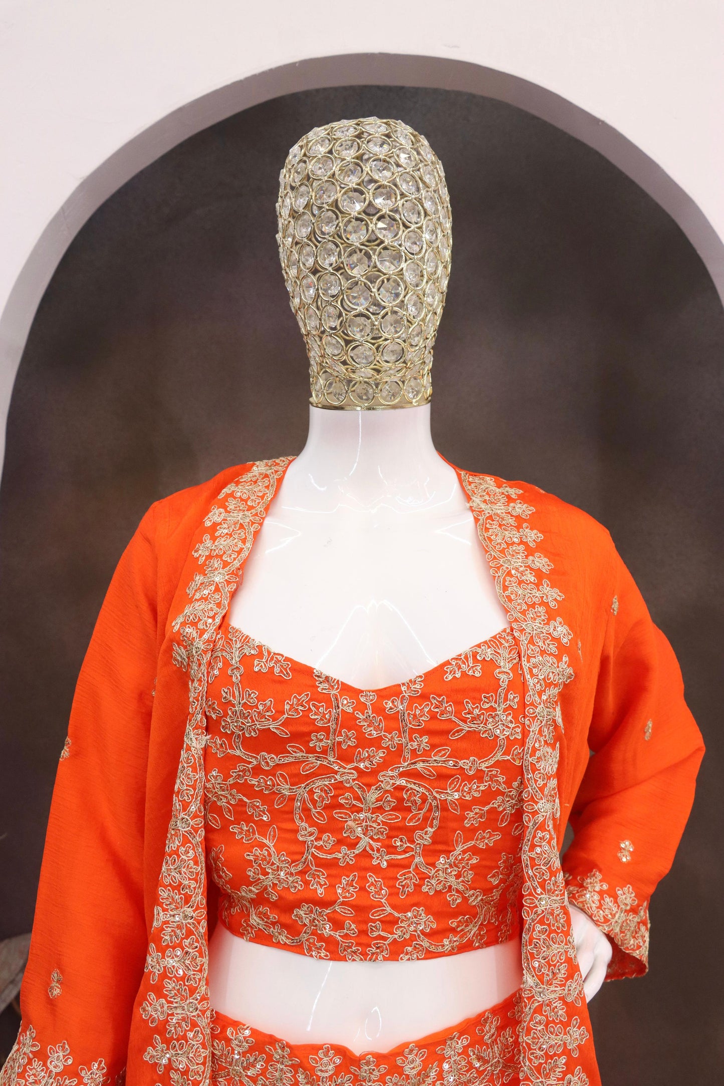 Premium Chinon Silk Embroidered Shrug Sharara Set – Party & Festive Wear