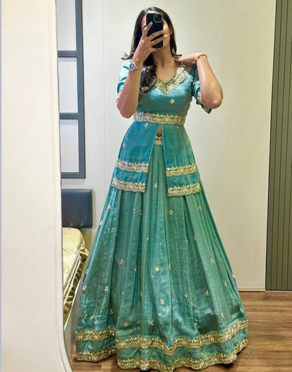 Premium Chinon Silk Wedding Wear Lehenga Choli with Sequence Work