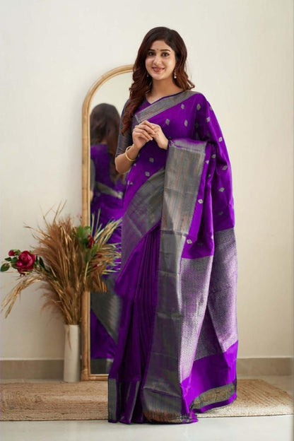 Purple Cotton Silk Saree