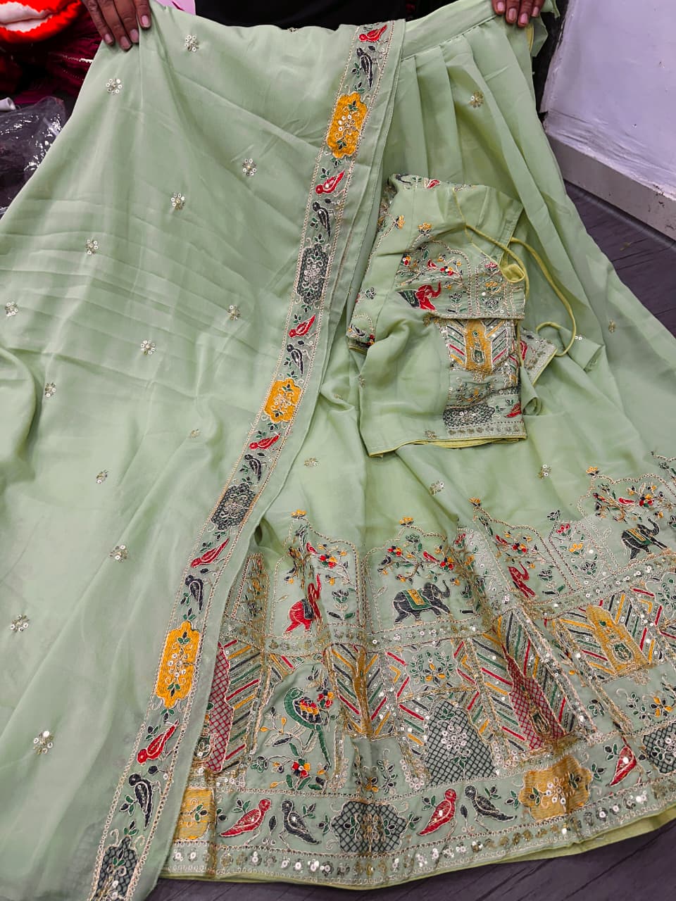 Heavy Embroidery Star Georgette Lehenga Choli Set