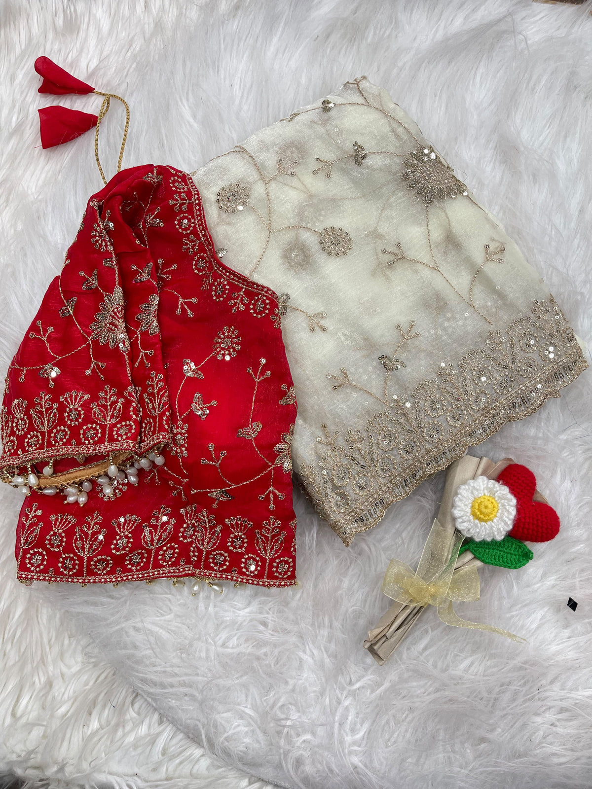 Adhya Fendy Chiffon Two Tone Saree with Embroidery, 3mm Sequence Jari Work & Fully Stitched Blouse | 6 Colors