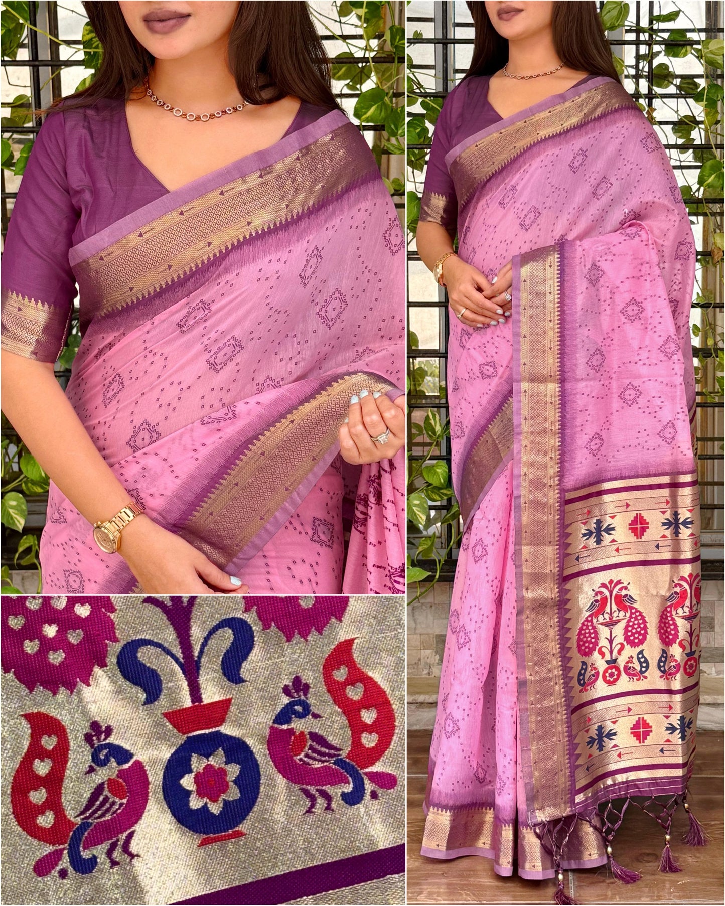 AARU Cotton Weaving Saree with Rich Pallu