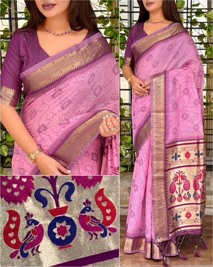 AARU Cotton Weaving Saree with Rich Pallu
