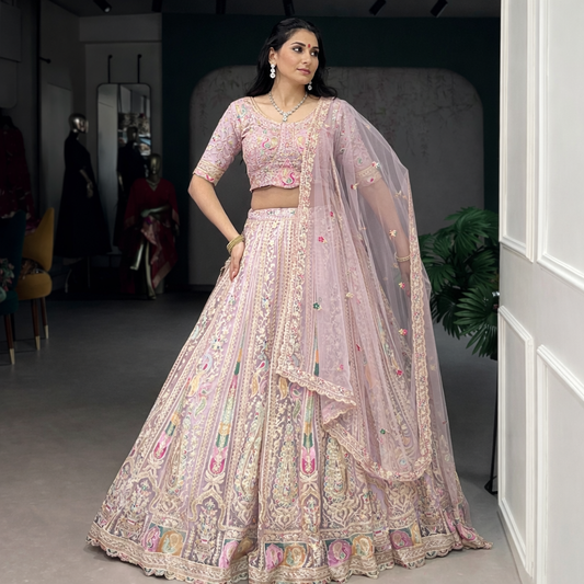 Women's Designer Net Embroidered Lehenga Choli Set with Dupatta – Wedding & Bridal Wear